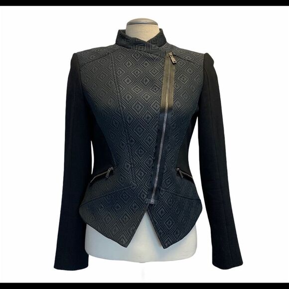 Ellie Tahari Viola' black blazer moto Jacket size 10 - Picture 4 of 15